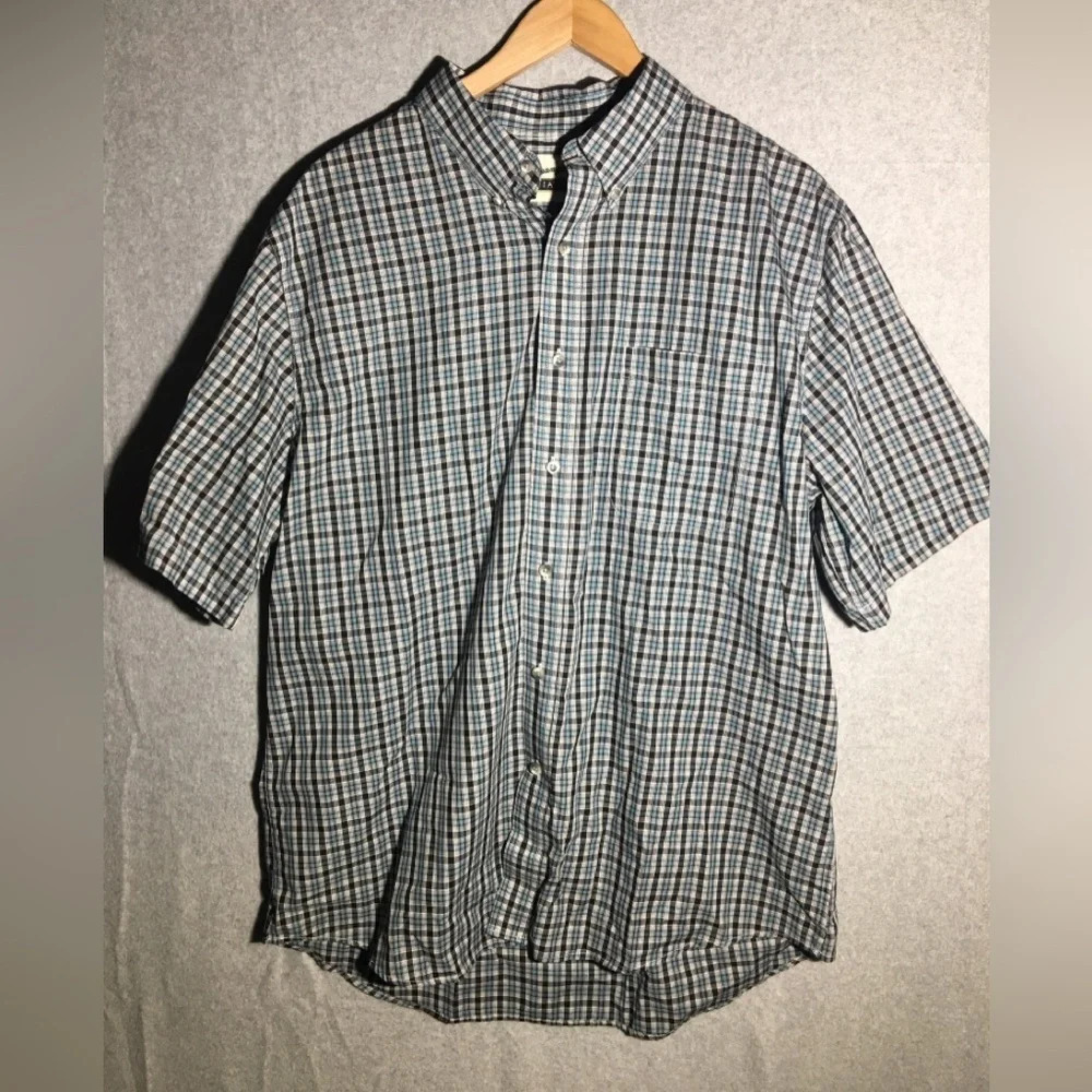 Mens Wrangler Riata Button Up Shirt Blue Plaid Checkered Casual Country